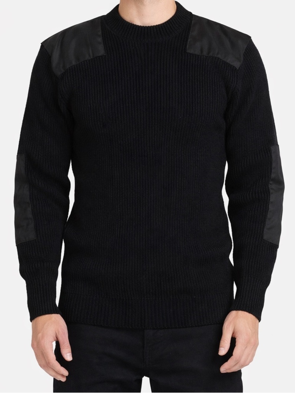 Military Command Sweater Ribbed Utility Tactical Knit Black Size Small